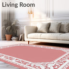 Ornate Rose Lace Medallion Border Rug