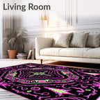 Neon Pink Green Forest Mandala Rug