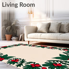 Crimson Holly Berry Garland Border Rug
