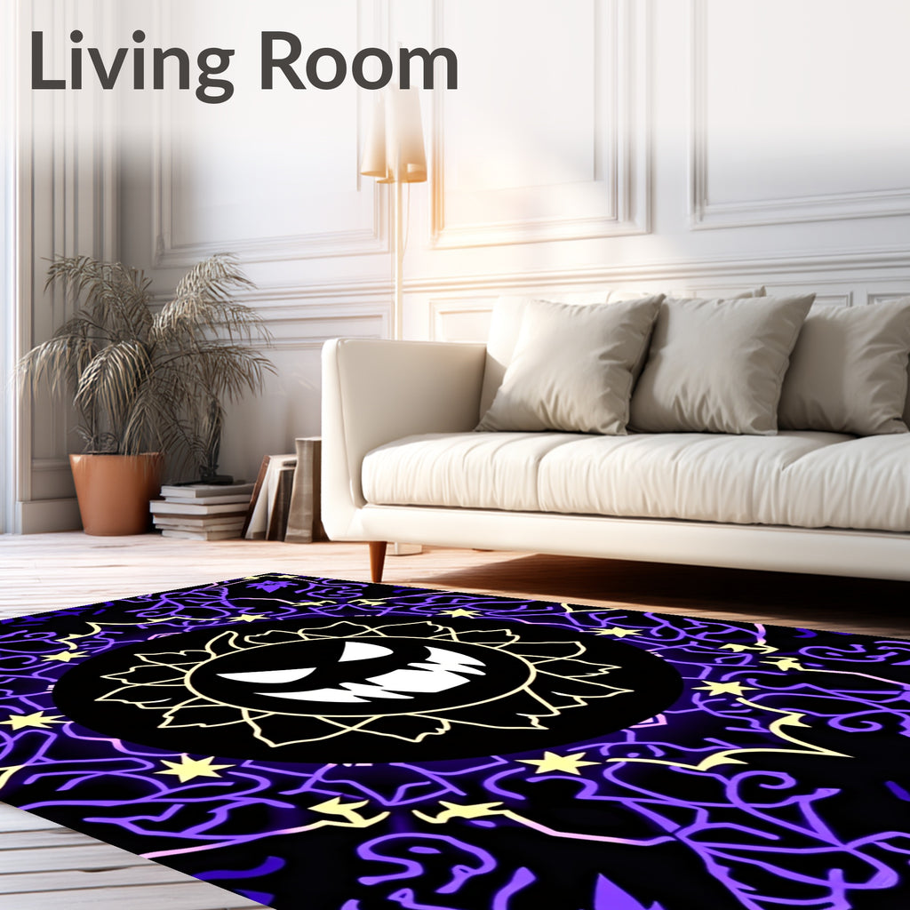 Spooky Yellow Jack O Lantern Mandala Rug