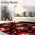 Bold Red Cartoon Sun Medallion Rug