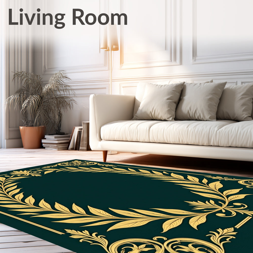 Gold Leaf Laurel Frame Rug
