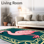Pink Flamingo With Ornate Border Rug