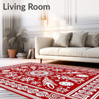 Scarlet White Botanical Garden Medallion Rug