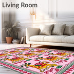Whimsical Yellow Giraffe Pink Repeating Rug
