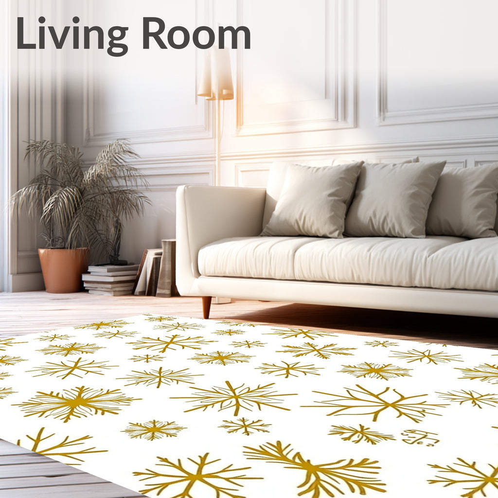 Golden Snowflake Scatter Collection Rug