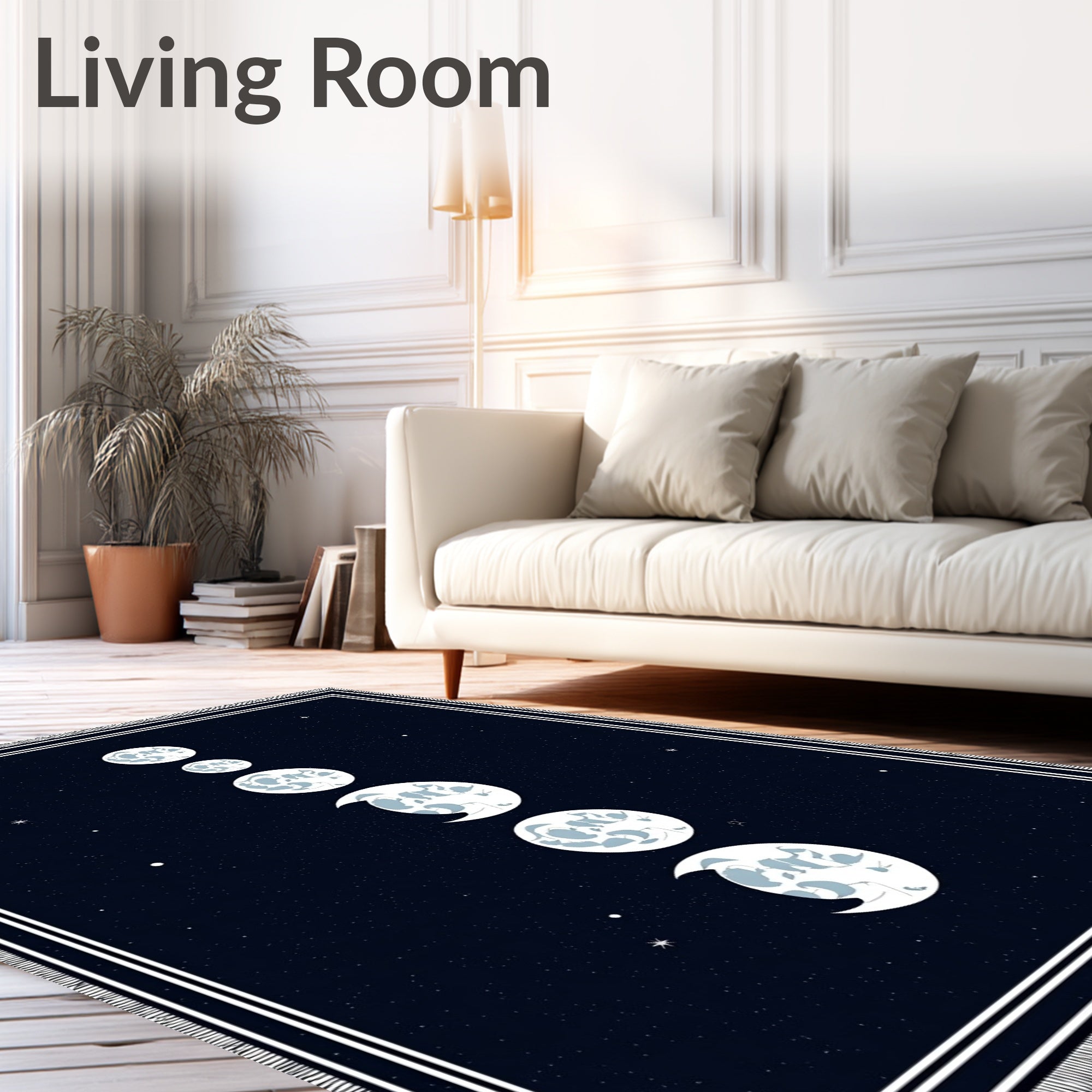 Celestial Moon Phase Midnight Star Rug