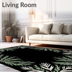 Soft Green Branch Border Frame Rug