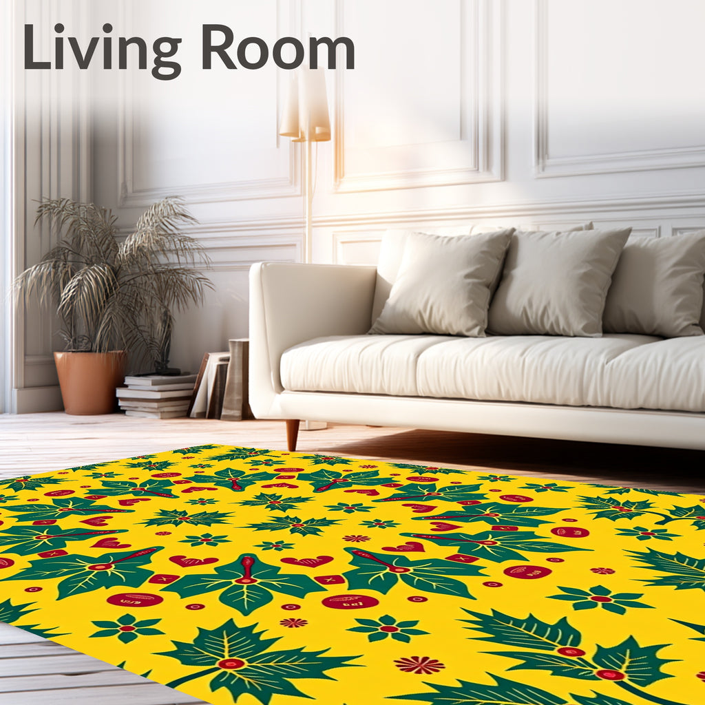 Golden Yellow Holly Berry Mandala Rug