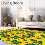 Golden Yellow Holly Berry Mandala Rug