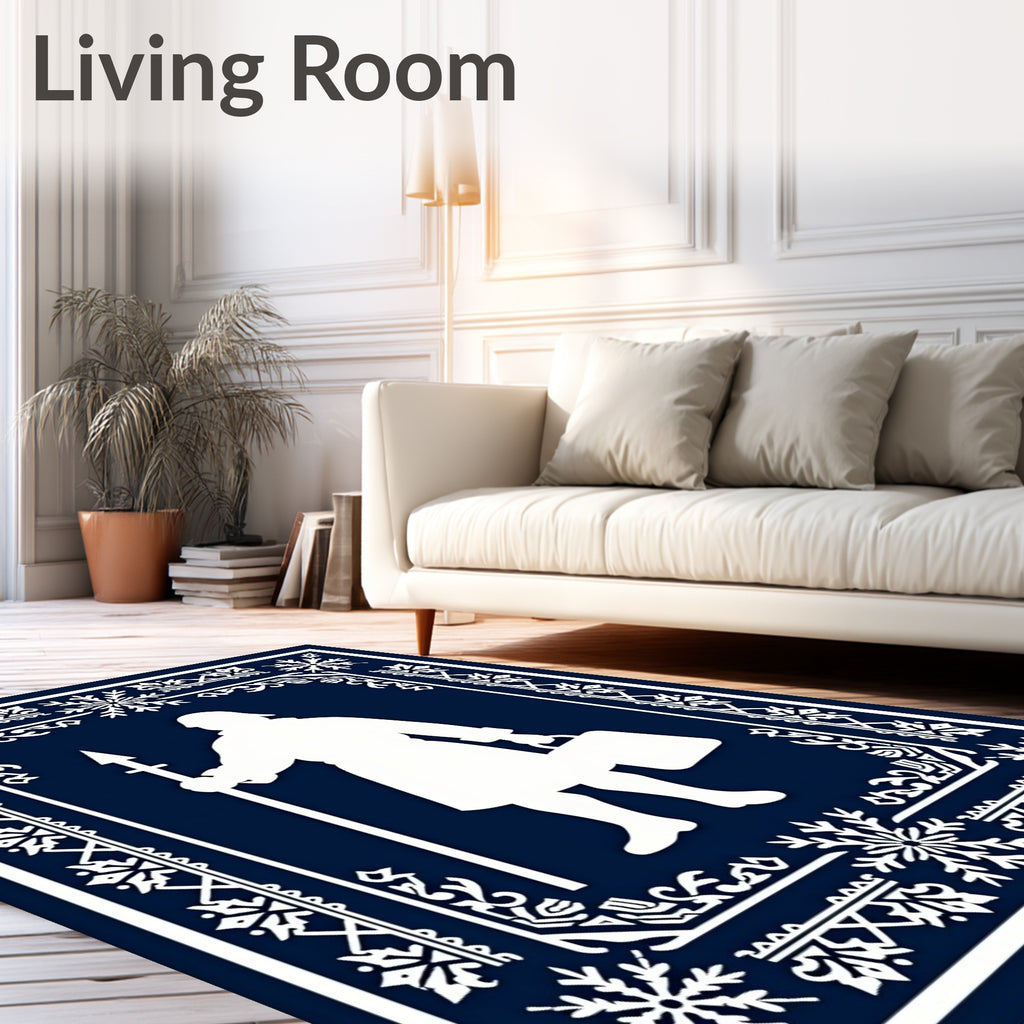 Navy White Winter Snowman Guard Rug