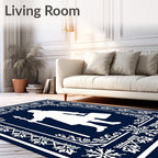 Navy White Winter Snowman Guard Rug