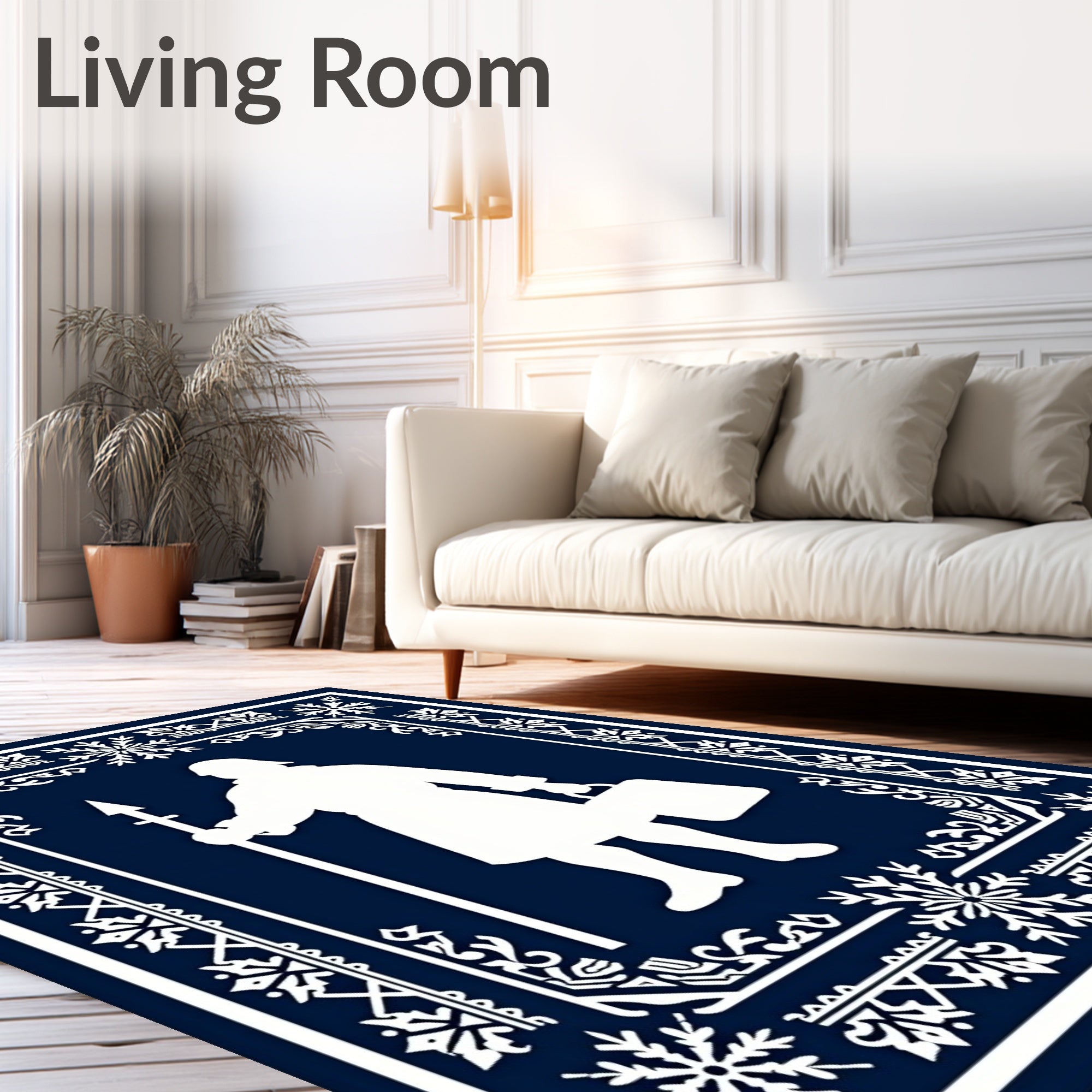 Navy White Winter Snowman Guard Rug