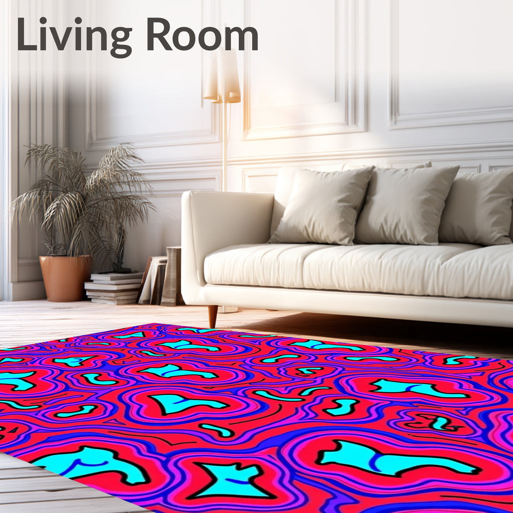 Dazzling Blue Red Organic Flow Rug