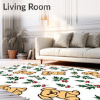 Cute Golden Puppy Holly Berry Sprig Rug