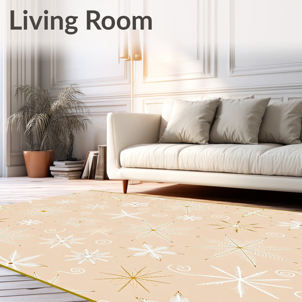 Delicate Golden Snowflake Scatter Rug