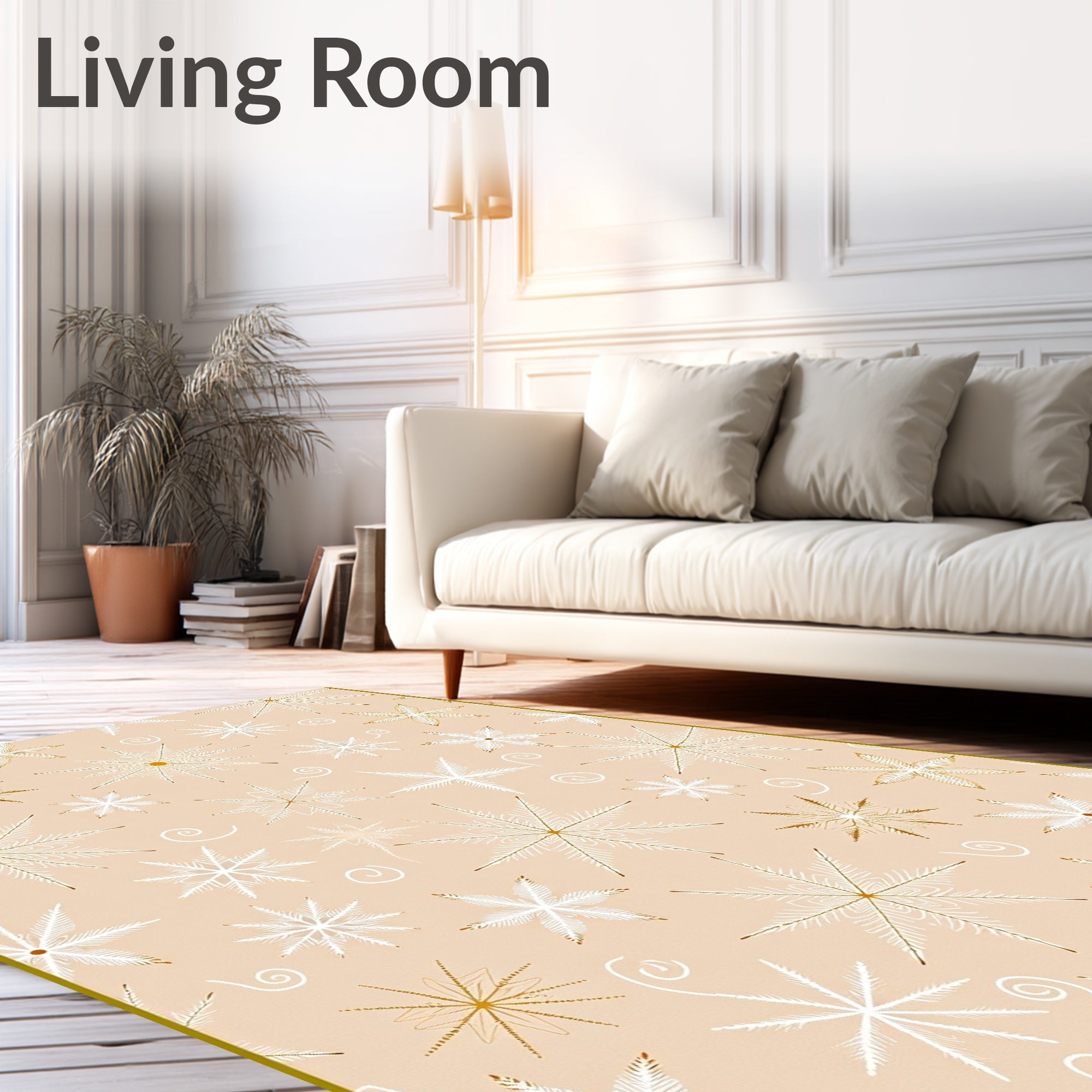 Delicate Golden Snowflake Scatter Rug