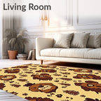 Brown Cartoon Dog Creatures Ferns Rug