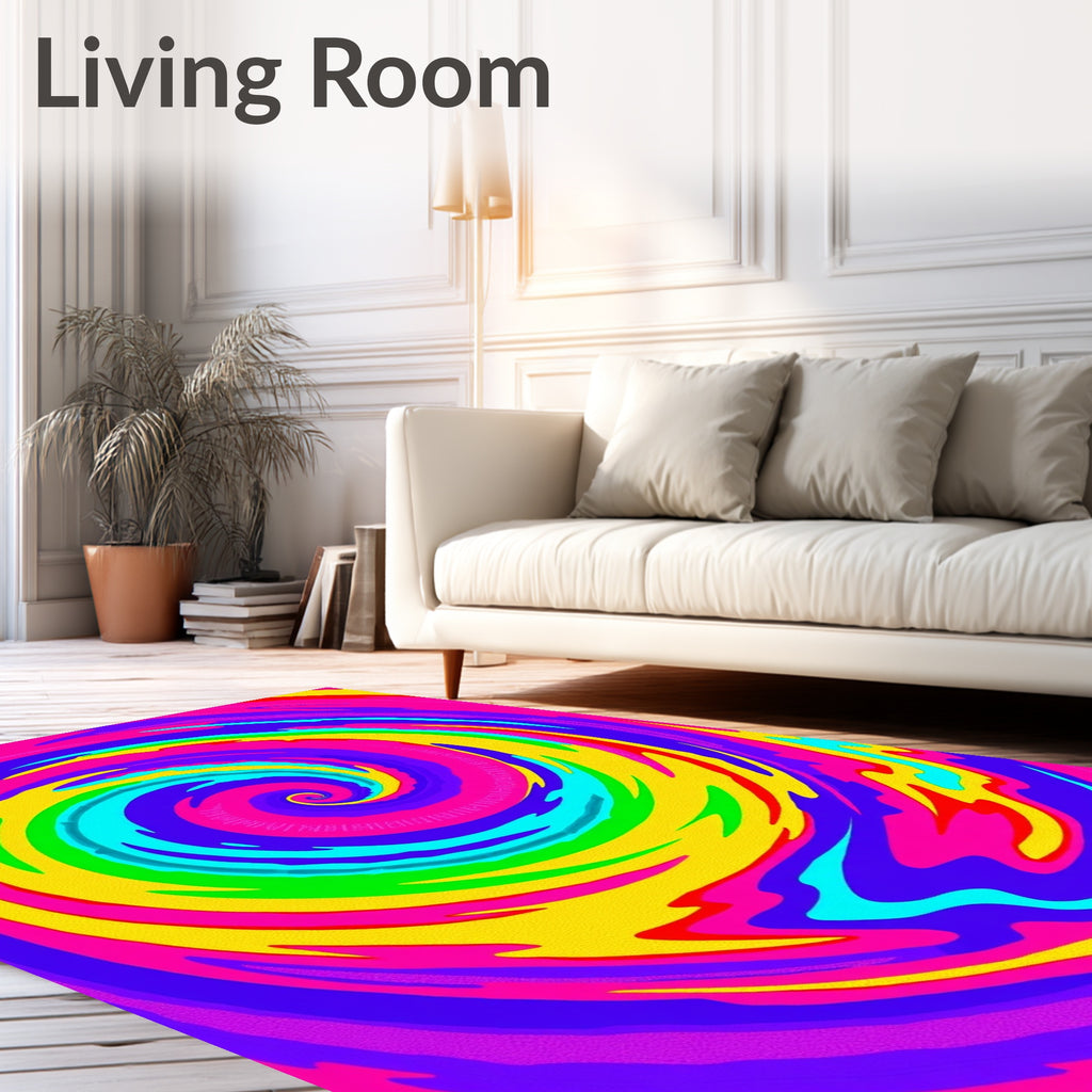 Vibrant Rainbow Swirl Psychedelic Rug