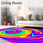 Vibrant Rainbow Swirl Psychedelic Rug