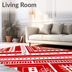 Bold Red Star Chevron Graphic Rug