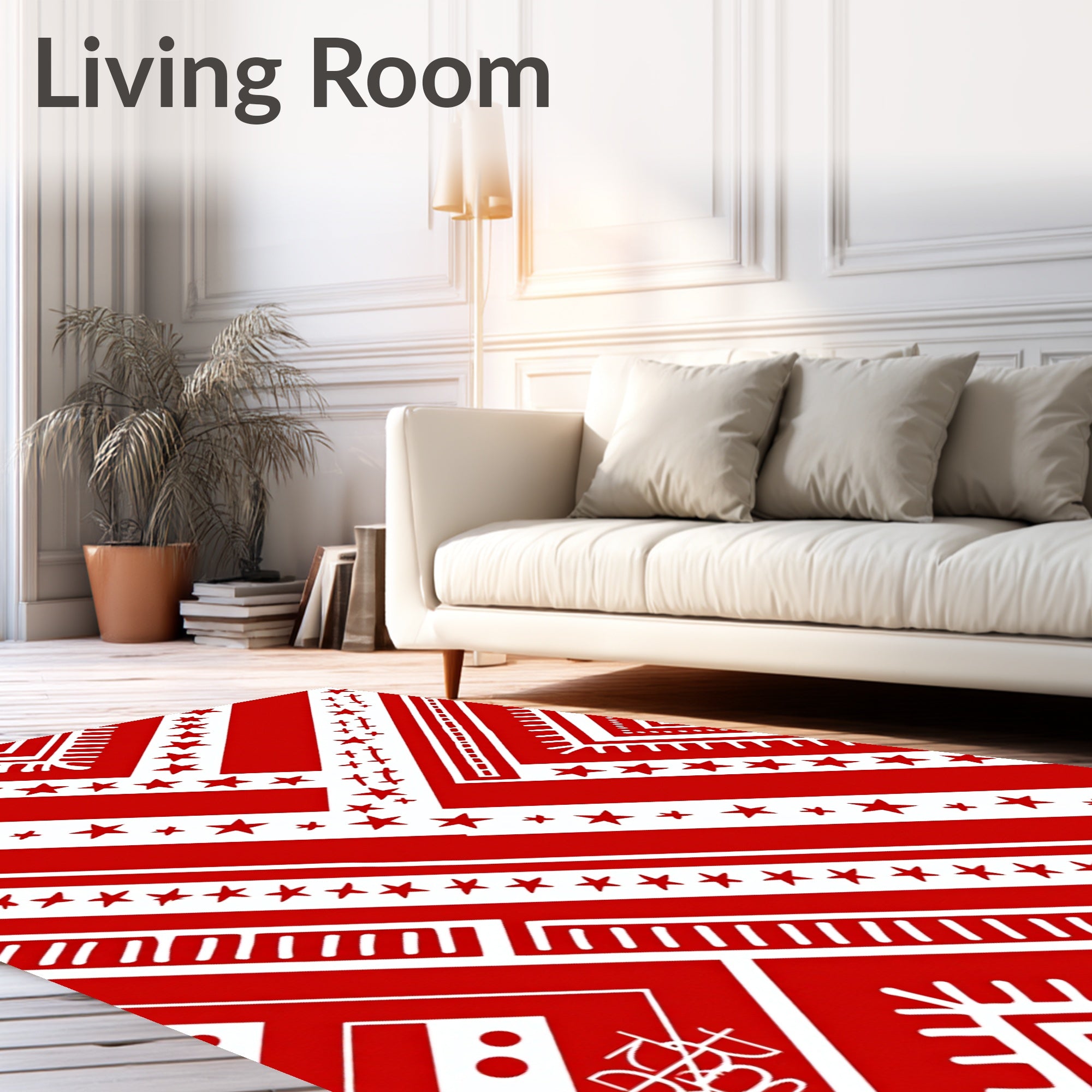 Bold Red Star Chevron Graphic Rug