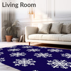 White Snowflakes On Deep Blue Background Rug