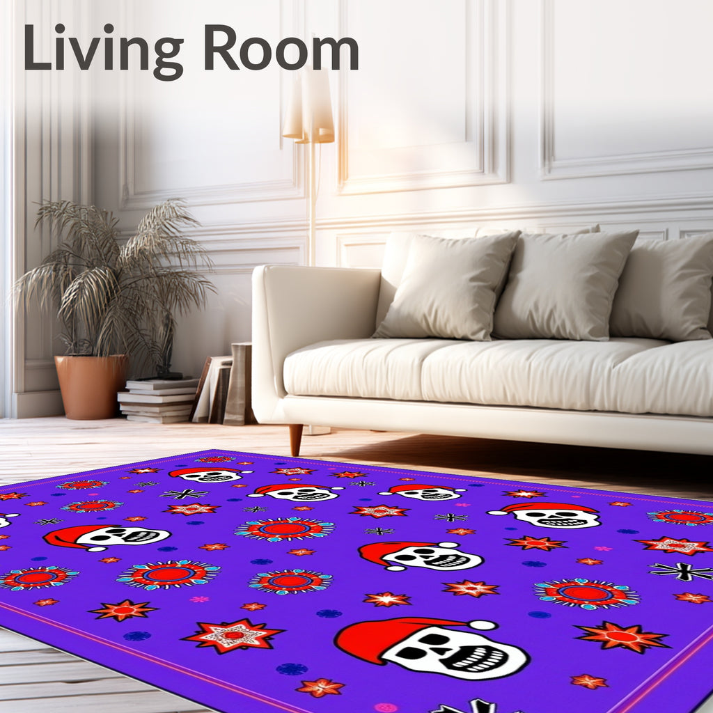 Purple Festive Skull Snowflakes Rug