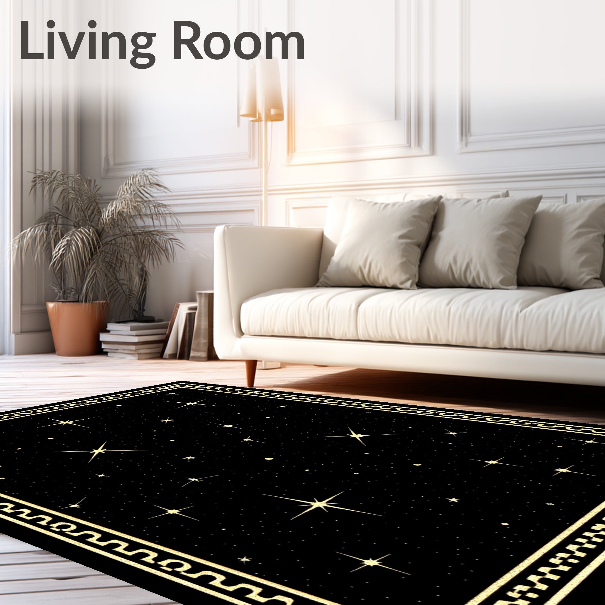 Celestial Golden Starlight Border Rug
