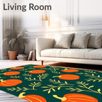 Orange Pumpkin Botanical Autumn Leaves Rug