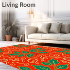 Vibrant Red Holly Berry Swirl Rug