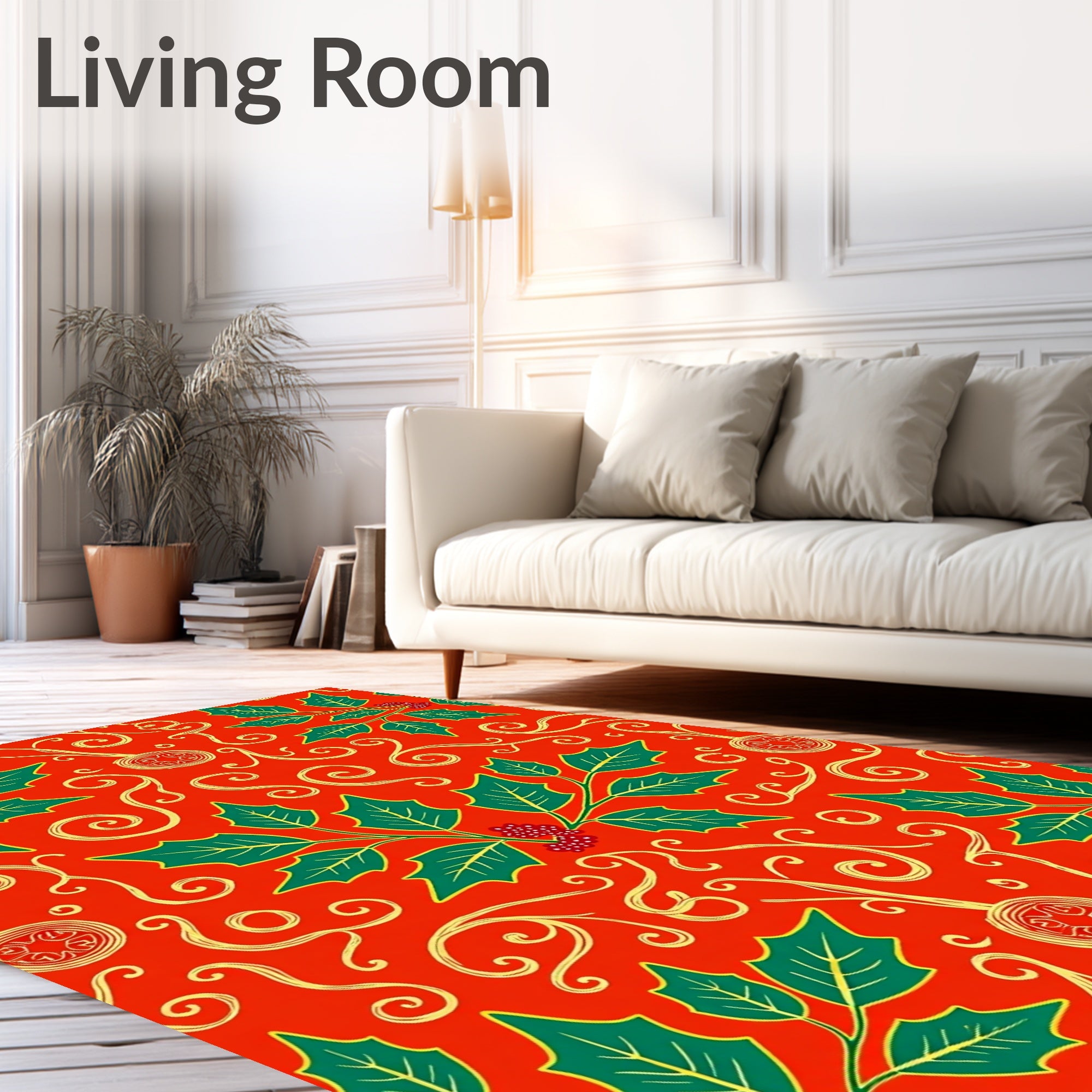 Vibrant Red Holly Berry Swirl Rug