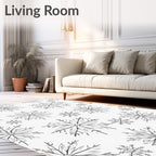 Hand Drawn Delicate Snowflake Snowfall Rug