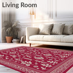 Crimson Floral Medallion Botanical Rug