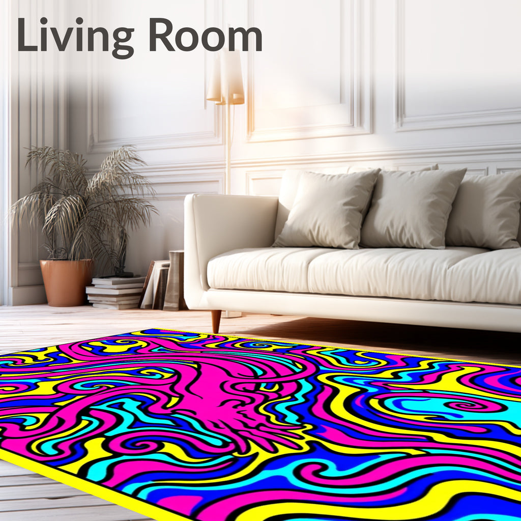 Vibrant Pink Amorphous Swirls Rug