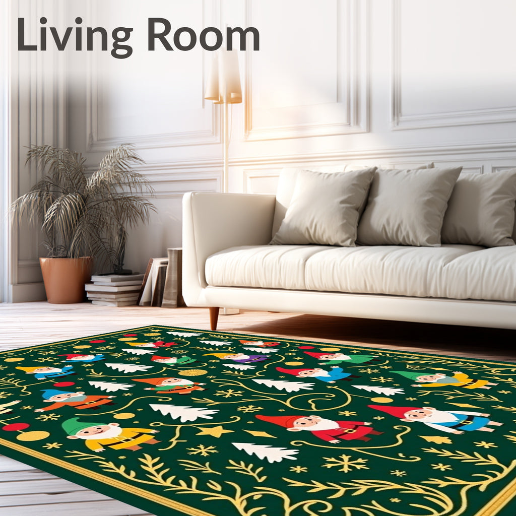 Green Gnome Christmas Holiday Garland Rug