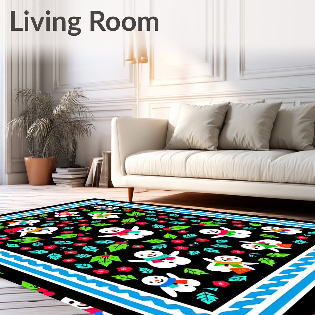 Festive Snowman Garden Holly Garland Rug