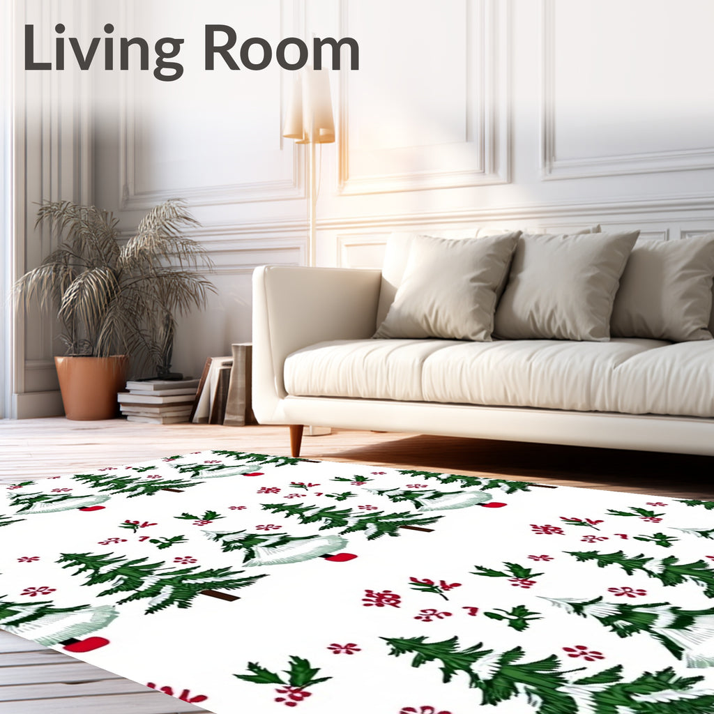 Frosted Evergreen Holly Berry Repeating Rug