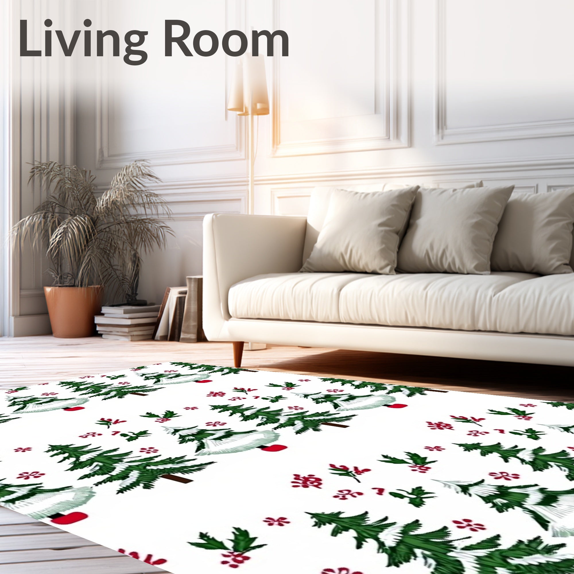 Frosted Evergreen Holly Berry Repeating Rug
