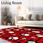 Jolly Snowman Red Plaid Wonderland Rug