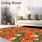 Whimsical Woodland Mushroom Village Rug
