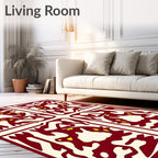 Crimson Yellow Stag Medieval Tapestry Rug
