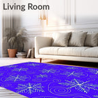 Electric Blue Winter Snowflake Swirls Rug