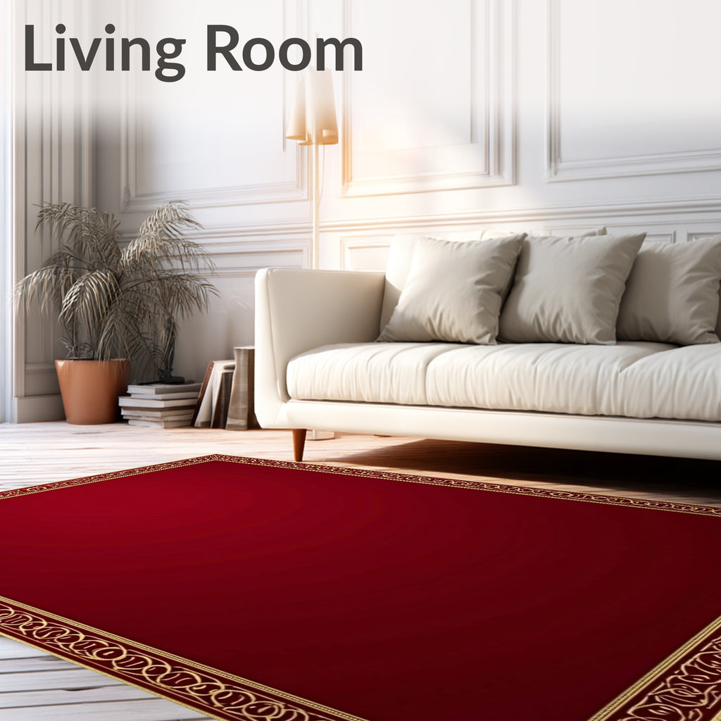 Regal Red Golden Arch Border Rug