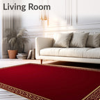 Regal Red Golden Arch Border Rug