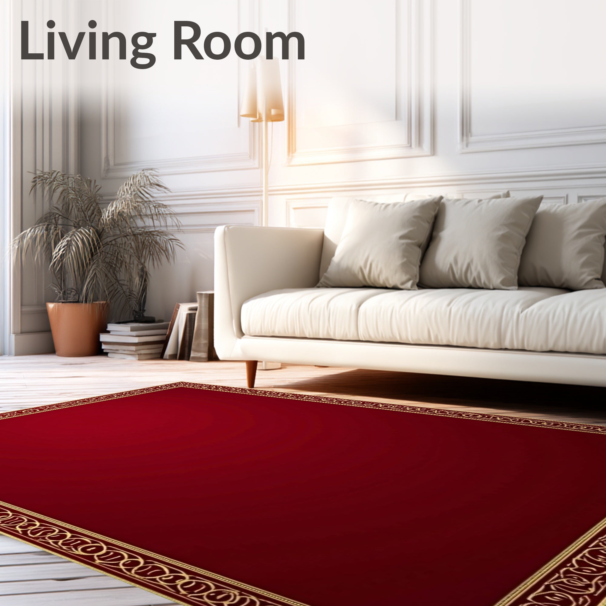 Regal Red Golden Arch Border Rug