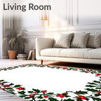 Crimson Holly Leaf Garland Rug