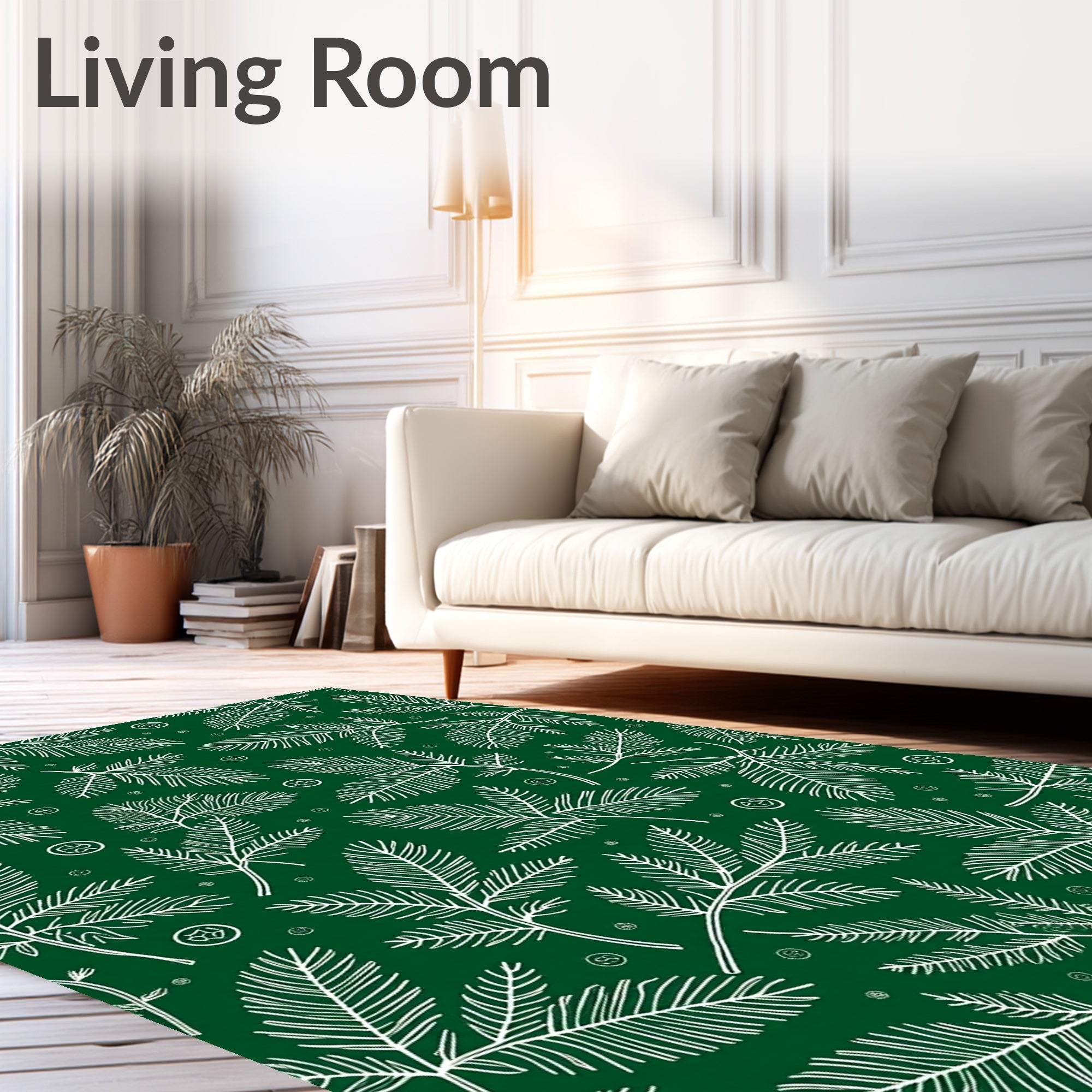 White Spruce Branches Deep Green Background Rug