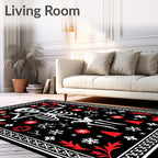 Spooky Skeleton Black Red Winter Rug