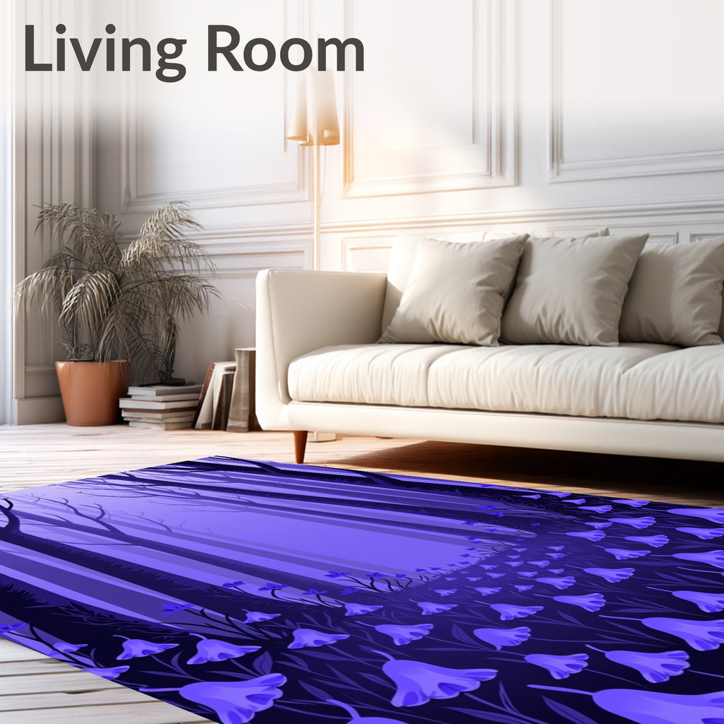 Enchanted Violet Forest Bell Flower Rug